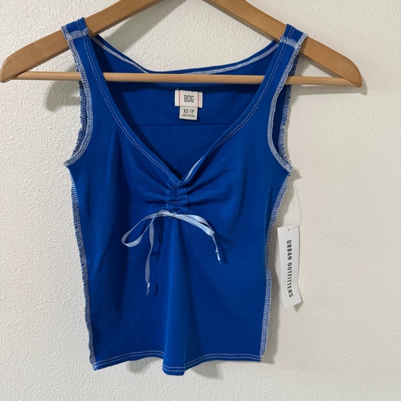 Urban Outfitters BDG Angel Ruched Tank Top Blue Cropped Babydoll Y2K NWT-XS - Picture 2 of 10